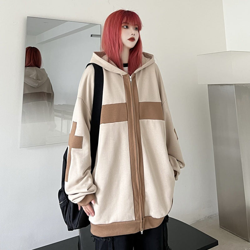 Loose Retro Hooded Sweater for Girls