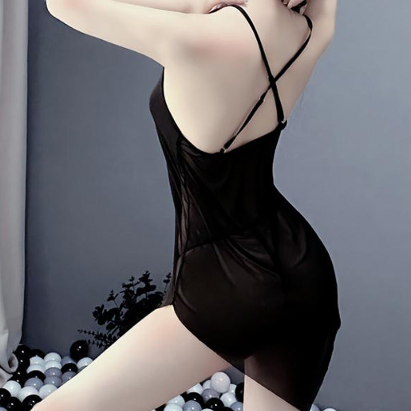 Sexy Summer Sheer Mesh Nightgown with Slit Dress