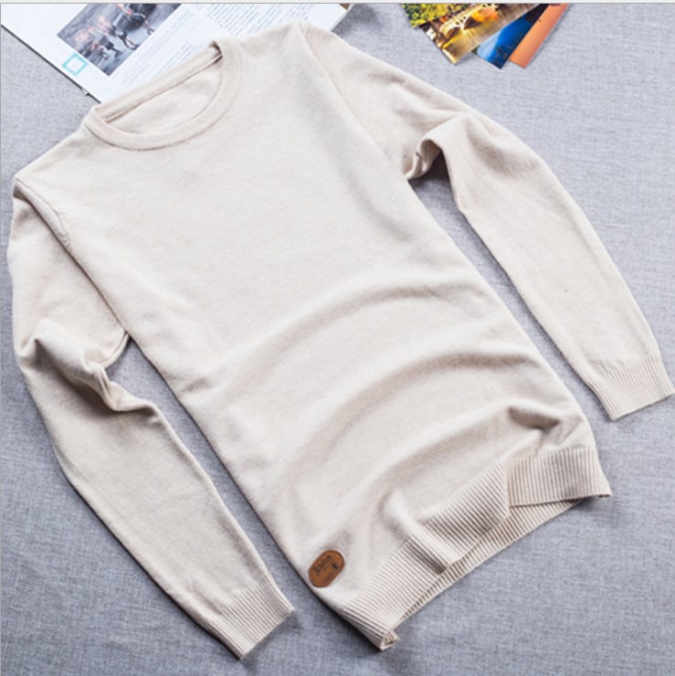 Men's Solid Color Round Neck Sweater