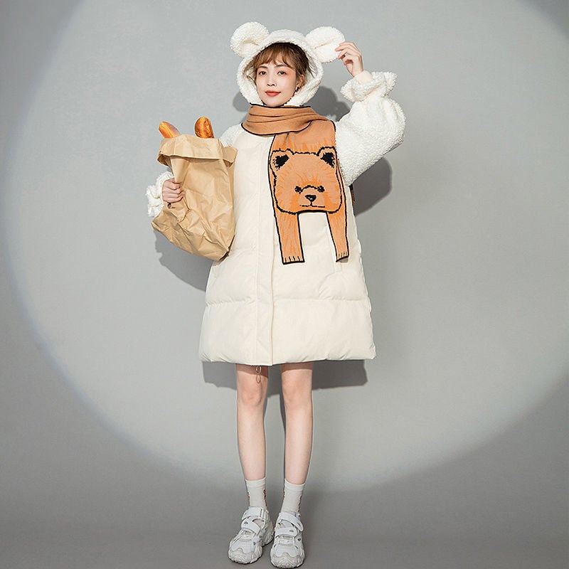 Student Mid-Length Hooded Bread Jacket Coat