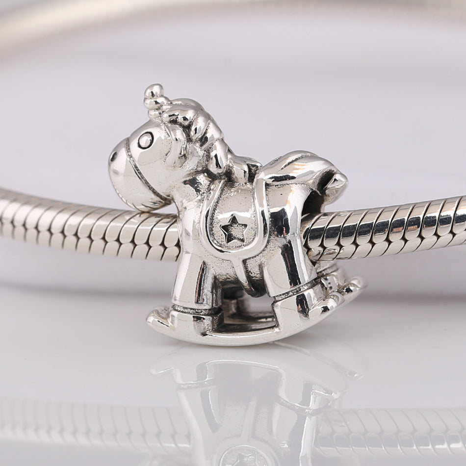 Christmas Unicorn Beads, Silver Bracelet Charms