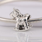 Christmas Unicorn Beads, Silver Bracelet Charms