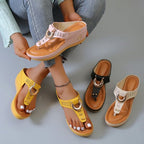 Women's Summer Beach Thong Wedge Sandals for Daily Use