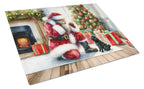 Black Pug and Santa Claus Glass Cutting Board