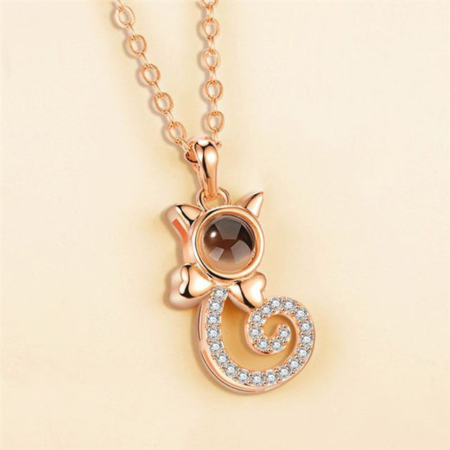 Cat Projection Pendant Necklace