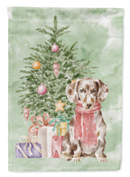 Dachshund Chocolate Piebald Dapple Christmas Presents and Tree Garden Flag