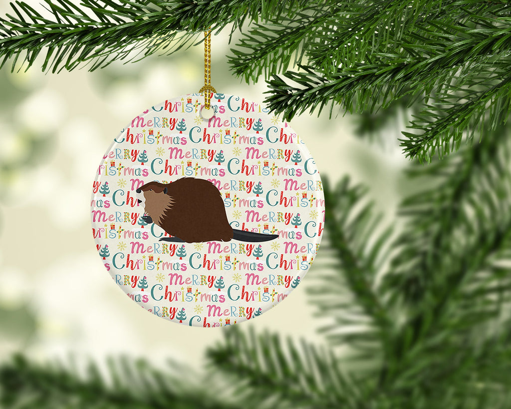 Eurasian Beaver Christmas Ceramic Ornament
