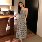 Plaid Dress with Suspenders for Women's Summer Style