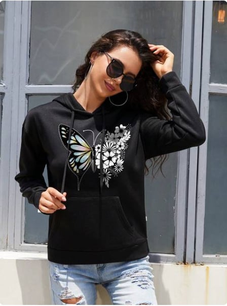 Retro Love Pattern Women's Hoodie Pullover College Style | Streetwear