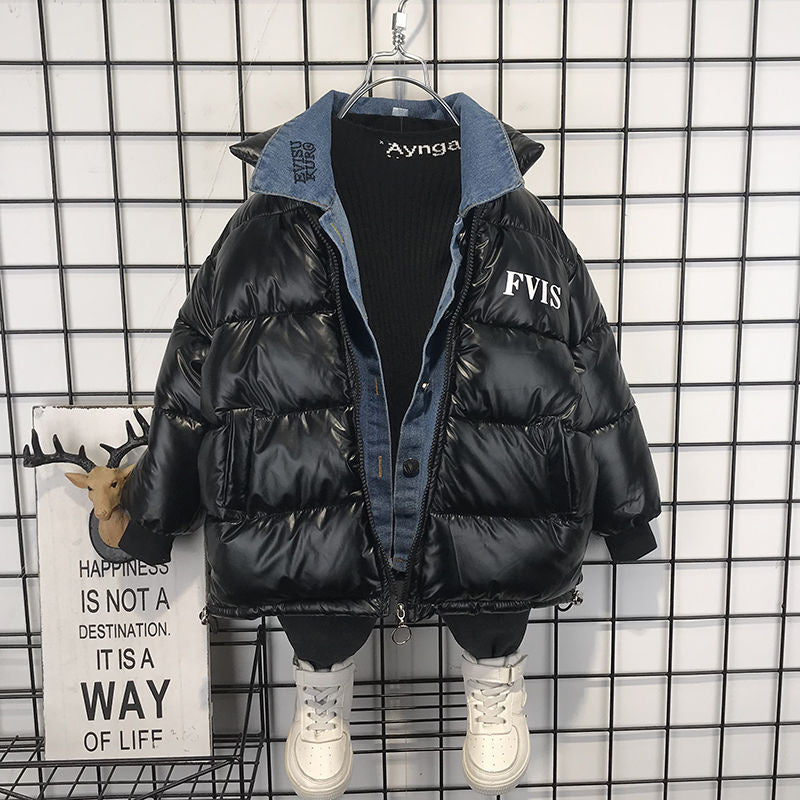 Boys Black Cotton Windbreaker Jacket for Winter 2023