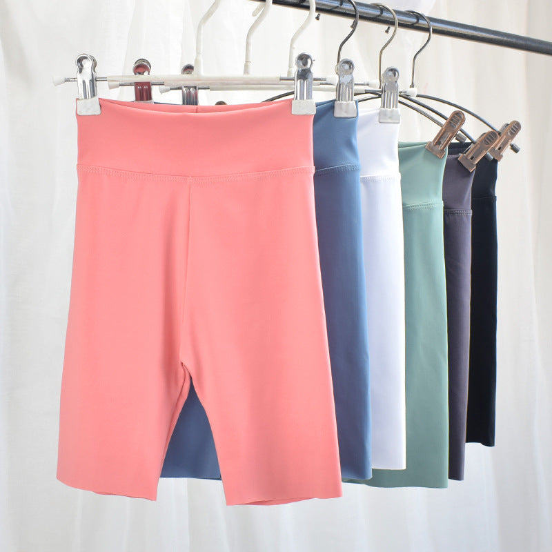 High Waist Elastic Slim Sports Shorts for Girls