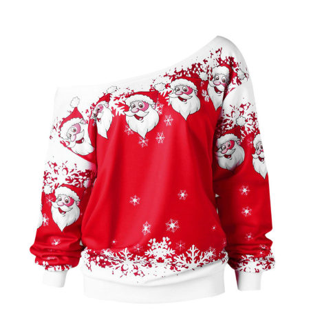 One-Shoulder Santa Sweatshirt for Women | Streetwear