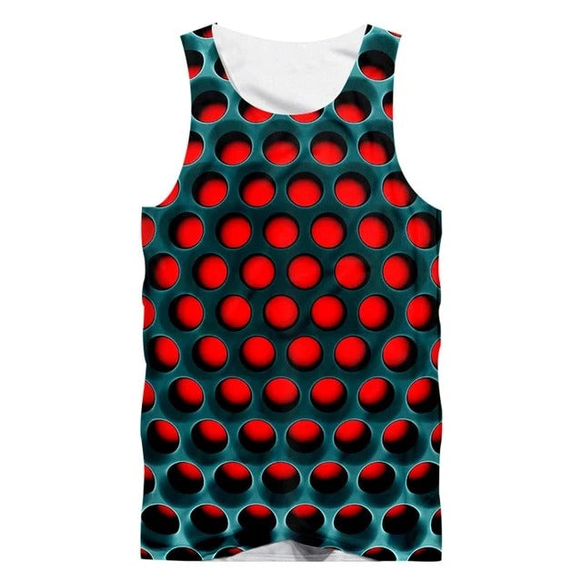 3D Creative Polka Dot Print Sleeveless Fitness Tank Top