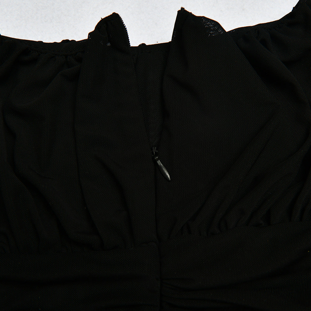 Fashionable Sheer Mesh Princess Sleeve Bodysuit for Women