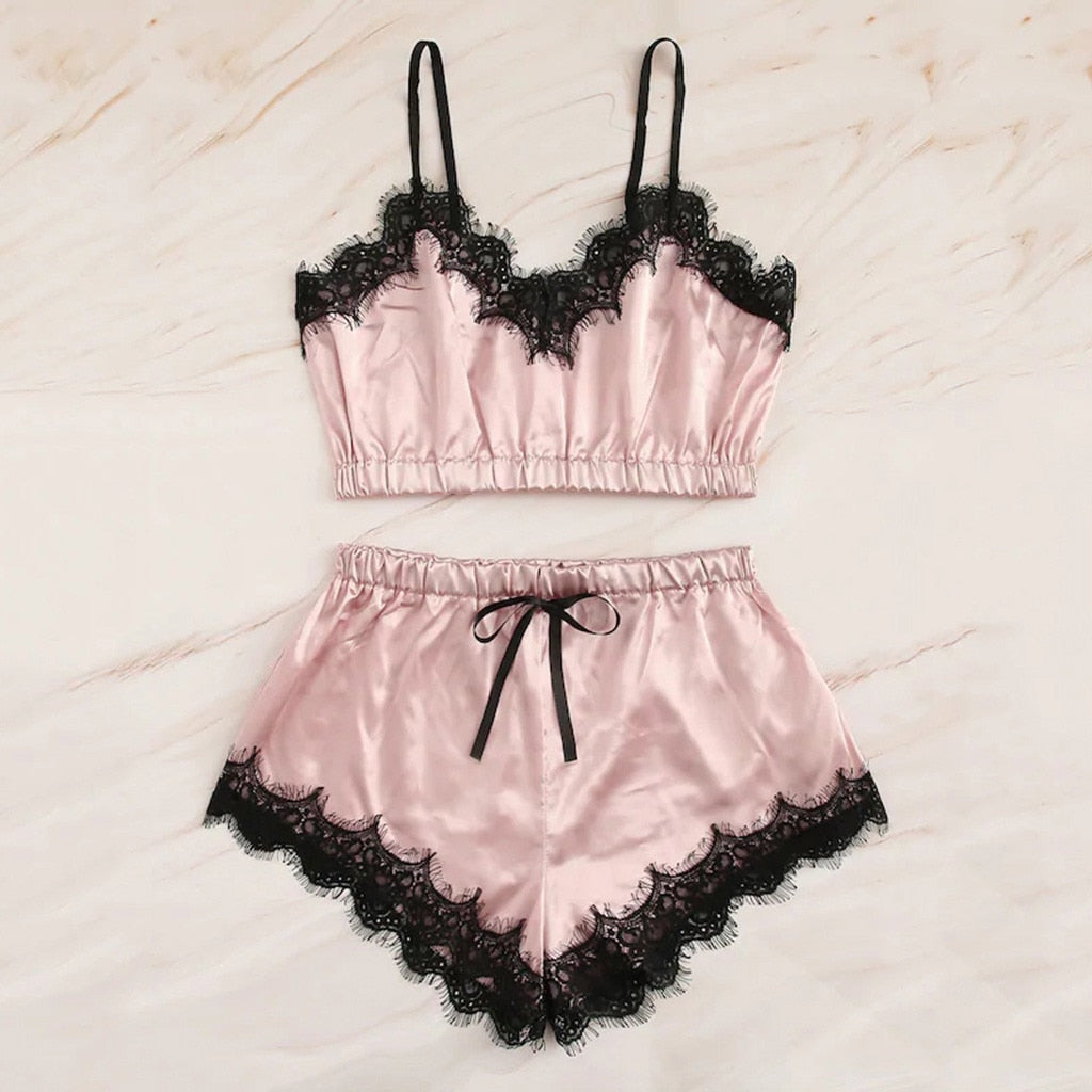 Lingerie Set with Sleeveless Bra and Women's Nightwear