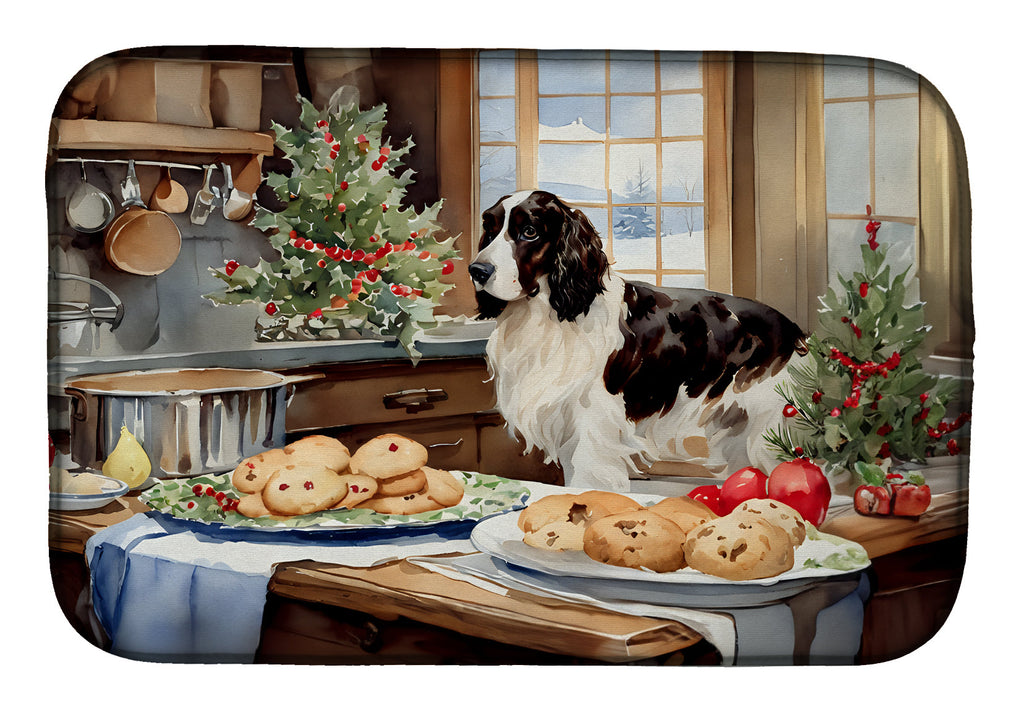English Cocker Spaniel Christmas Cookies Dish Drying Mat