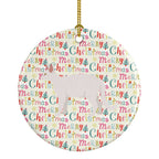 White Devon Rex Cat Christmas Ceramic Ornament