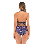 Vintage High Elastic Women's Bikini Set with Leaf Design