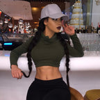 Sexy Crop Top with Long Sleeves and High Neck