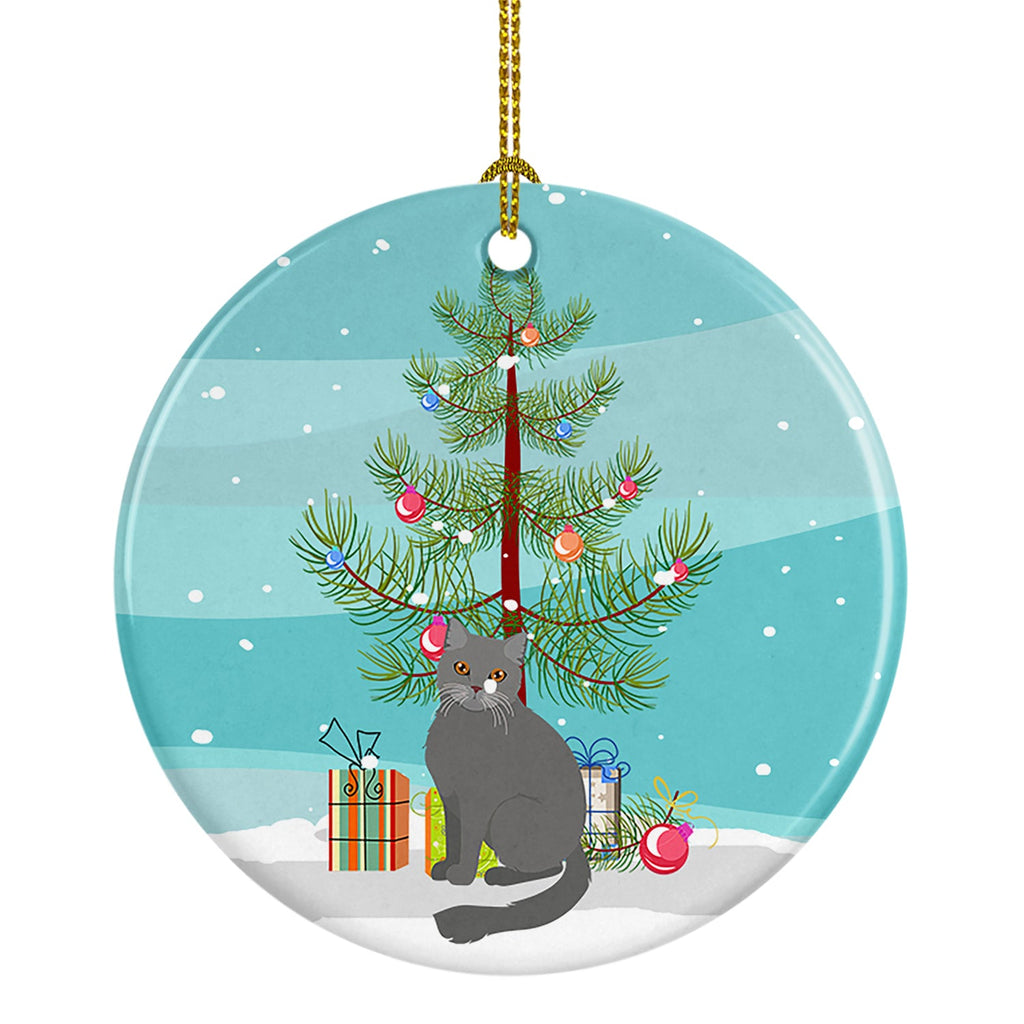 British Semi Longhair Cat Christmas Ceramic Ornament