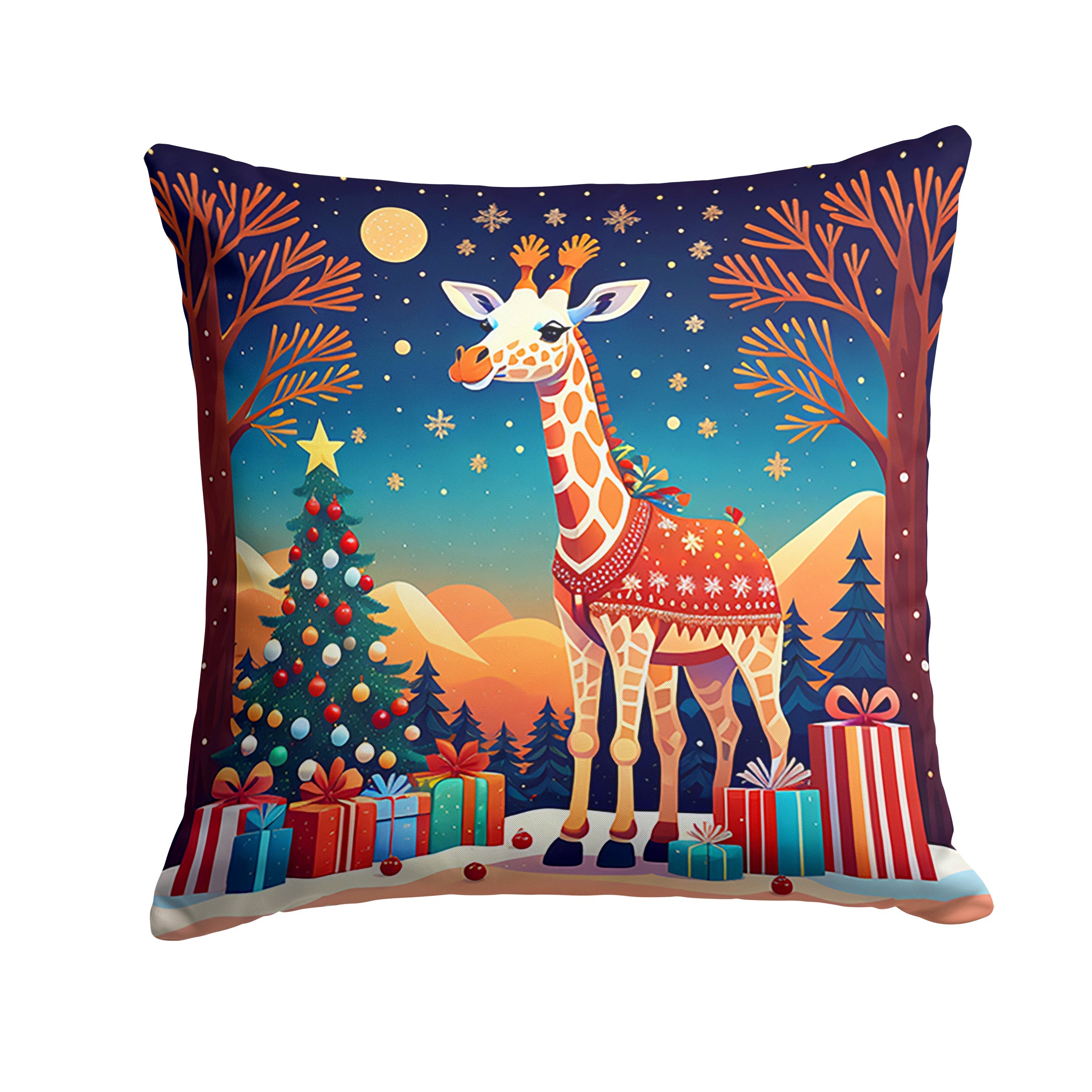 Giraffe Christmas Throw Pillow