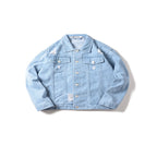 Men's Distressed Denim Jacket with Holes