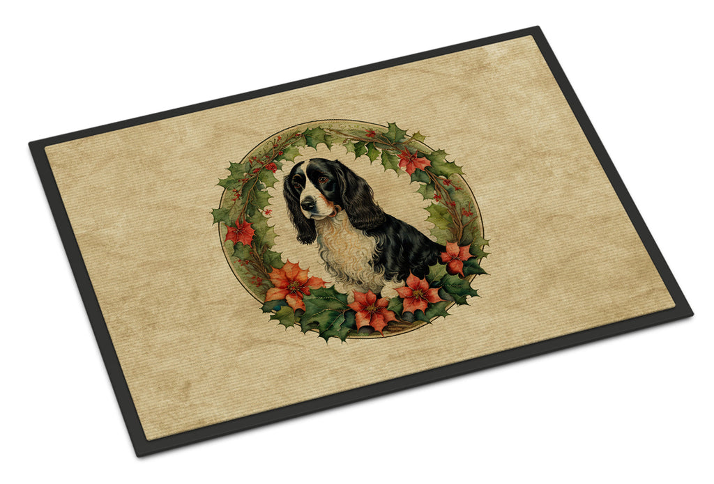 Welsh Springer Spaniel Christmas Flowers Doormat