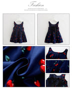 Girls' Summer Vest Dress with Cherry Design