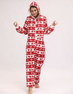 Ladies Christmas Fawn Snowflake Flannel Pajamas