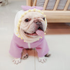 Purple Fleece Bow Sweater for Fat Dogs in Autumn/Winter