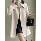 2024 New Korean Thickened Woolen Coat for Women