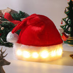 Christmas Hat LED Light Plush Children's Adult Christmas Decorations Christmas Supplies Luminous Santa Hat Home Decoracion | Embroidered Cap