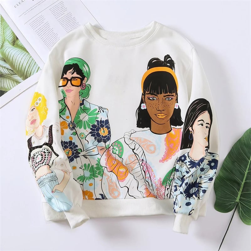 Casual Loose Pullover Sweatshirt for Girls | Streetwear