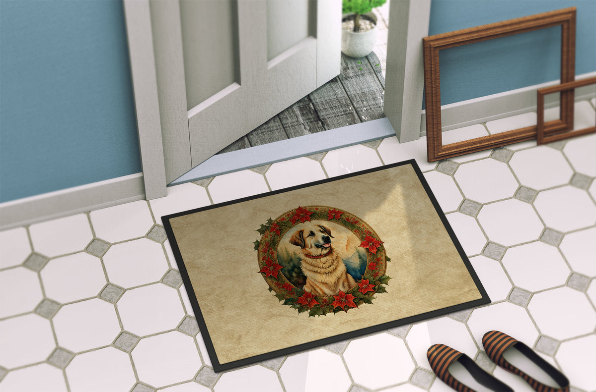 Anatolian Shepherd Dog Christmas Flowers Doormat