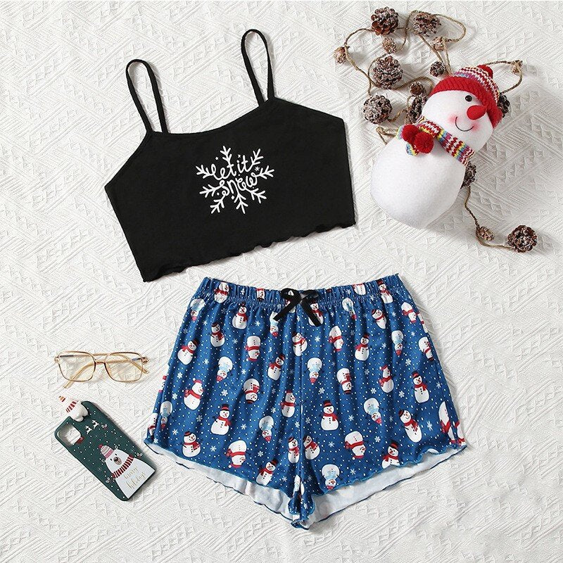Summer Sexy Women's Christmas Pajamas Set (2 Pieces)
