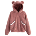Warm Hooded Sweater with Rabbit Ears for Women
