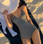 Gingham Check Bustier One-Piece Swimsuit