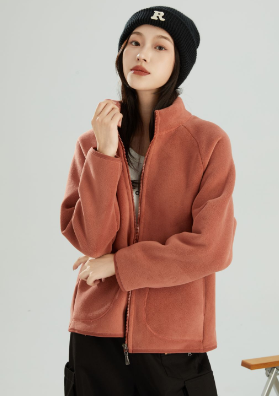 Lambswool Stand Collar Short Cardigan Coat