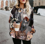 3D Printed Hooded Zipper Sweater for Women