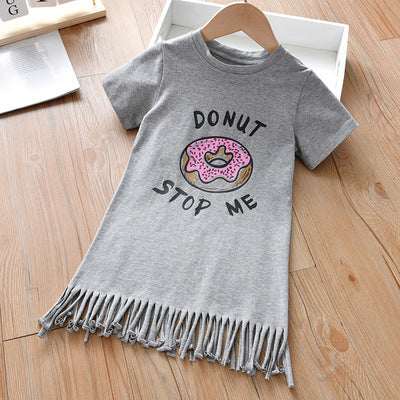 Korean Mother-Daughter Outfits with Donut Print Beach Dress