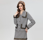 Houndstooth Tassel Short Coat with Skirt