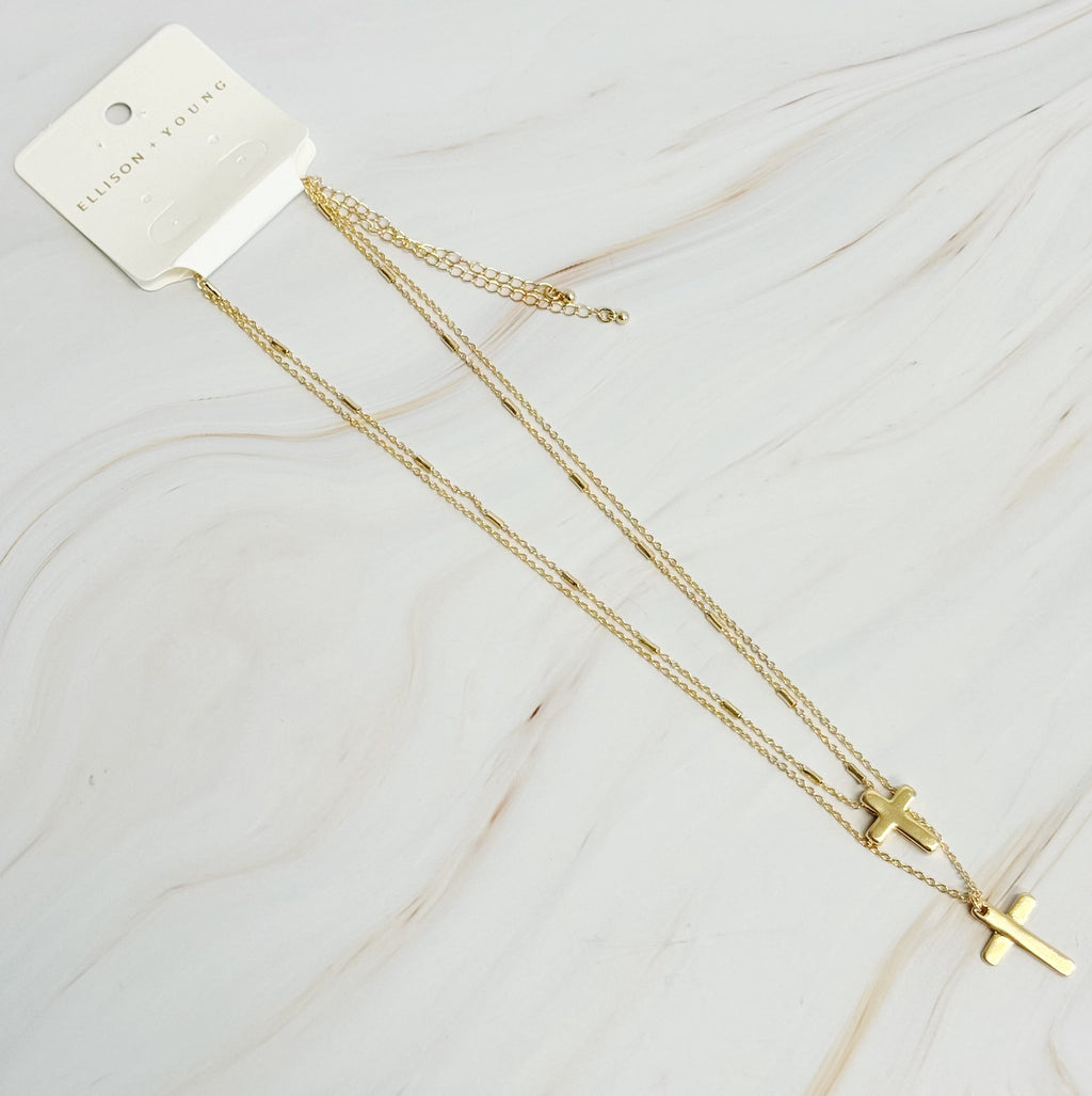 Pretty Chain Cross Necklace (Set of 2)