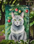 Korat Cat By the Christmas Tree Garden Flag