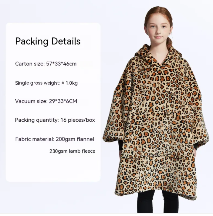 CozyHood™ Flannel Hooded Lazy Blanket – Plus-Size Cashmere Hoodie for Children | Streetwear