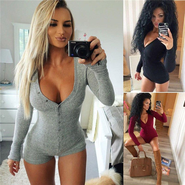 V-Neck Cotton Long Sleeve Bodysuit