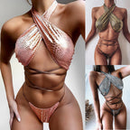 Women's Snakeskin Print Bikini with Ties