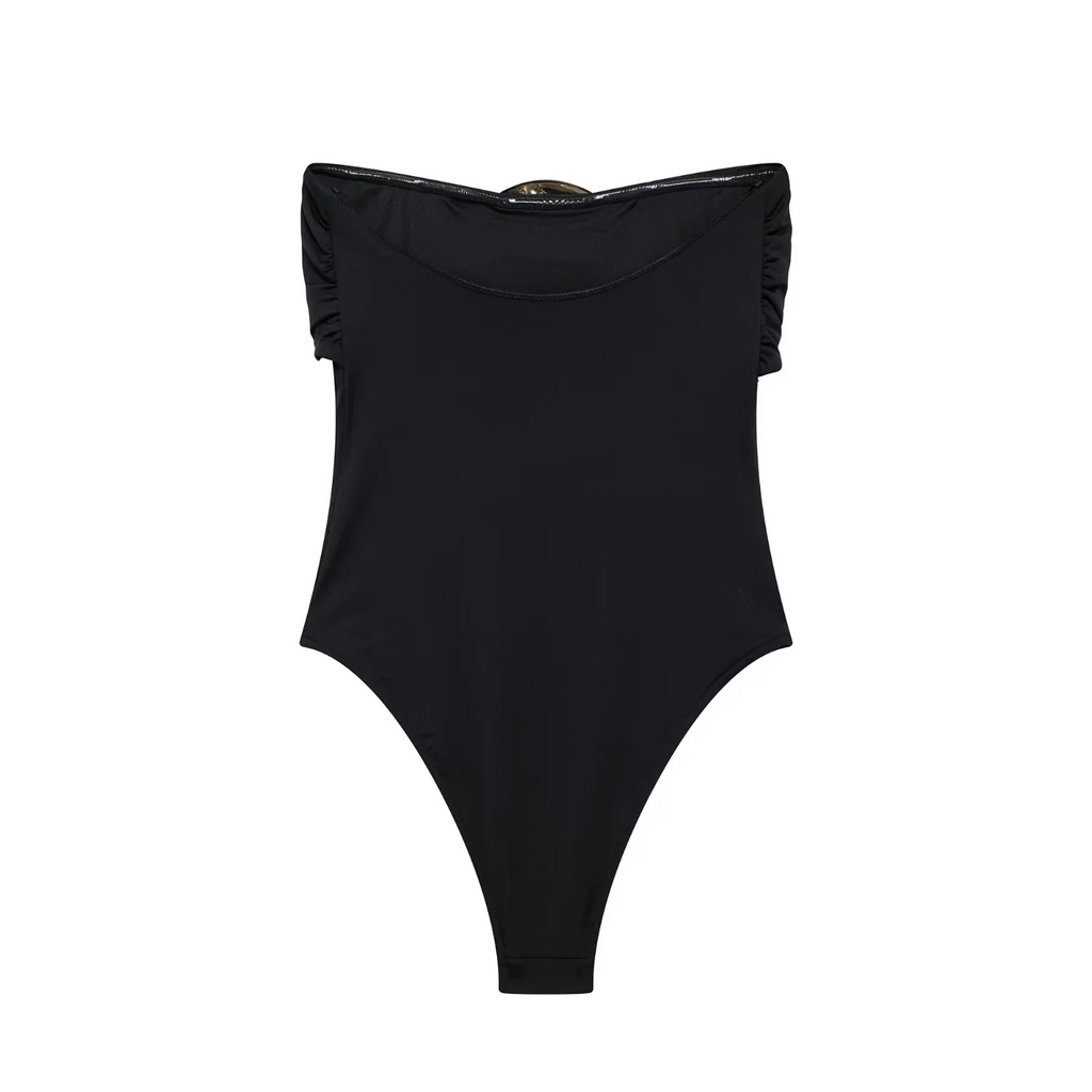 Swimsuit with Gold Metal Accent