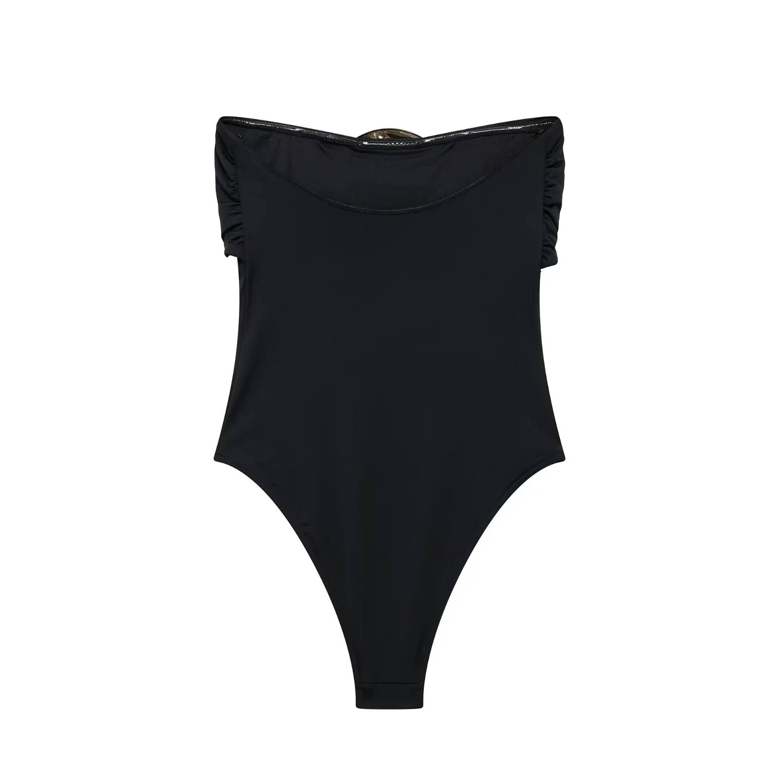 Swimsuit with Gold Metal Accent