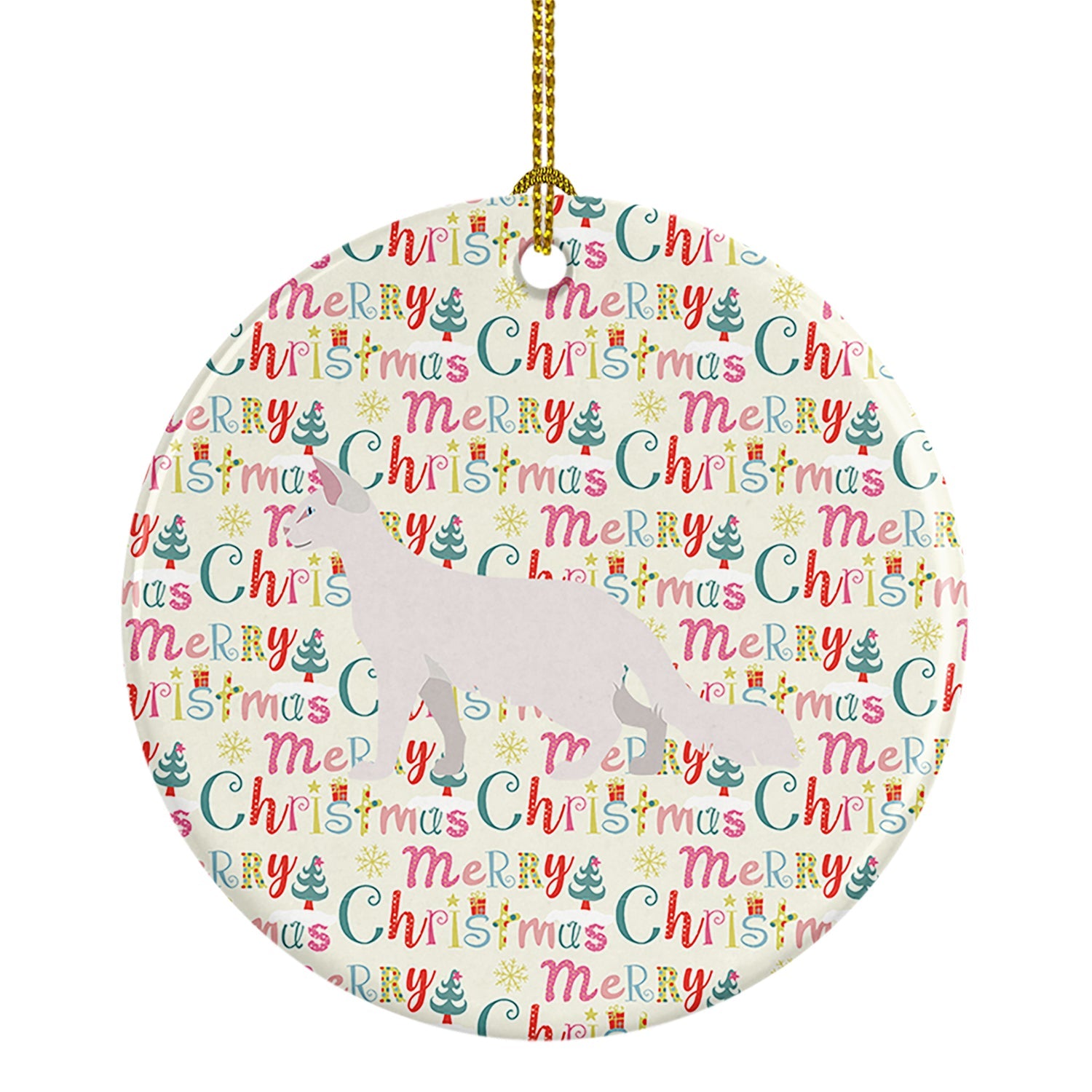 Oriental Longhair Cat Christmas Ceramic Ornament