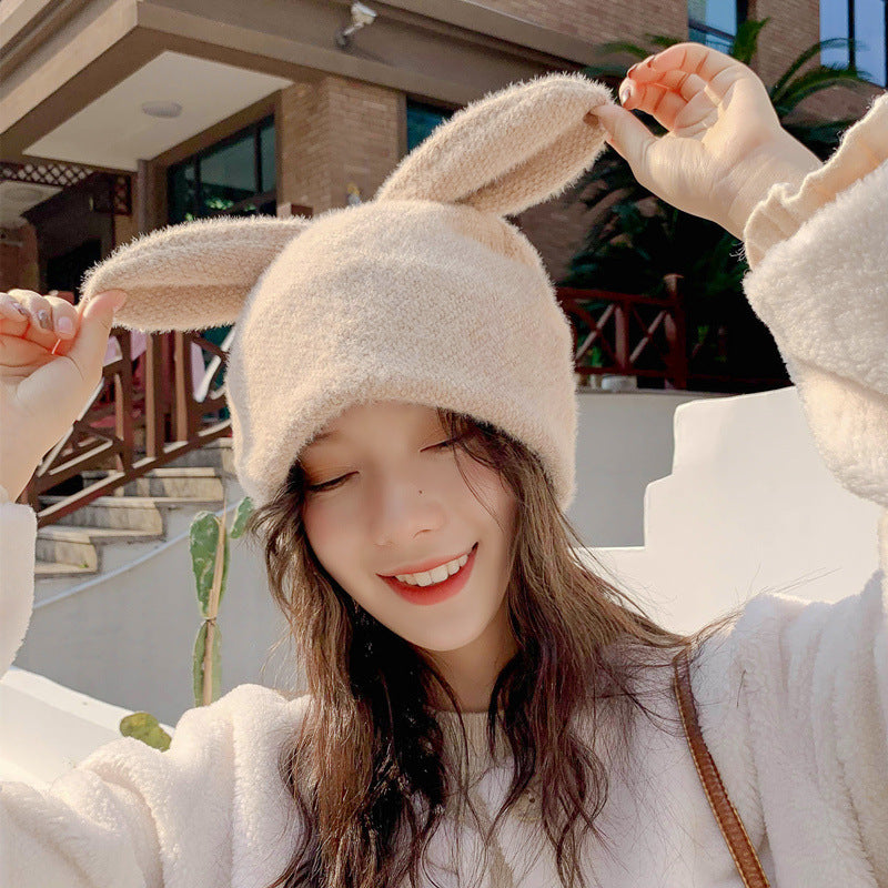 Cute Rabbit Ears Woolen Cap for Kids - Fleece Lined | Embroidered Cap
